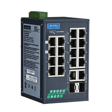 16 Fast Ethernet + 2 Gigabit Combo Port Entry Level Managed Switch Supporting Profinet